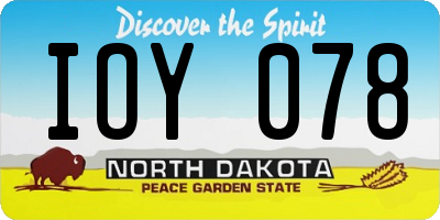 ND license plate IOY078