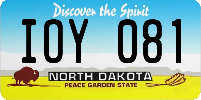 ND license plate IOY081