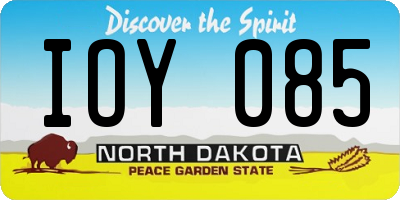 ND license plate IOY085