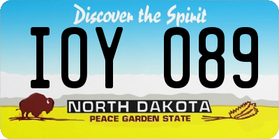 ND license plate IOY089