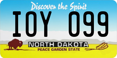 ND license plate IOY099