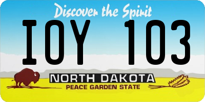 ND license plate IOY103