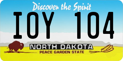 ND license plate IOY104