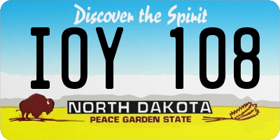 ND license plate IOY108