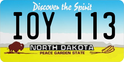 ND license plate IOY113