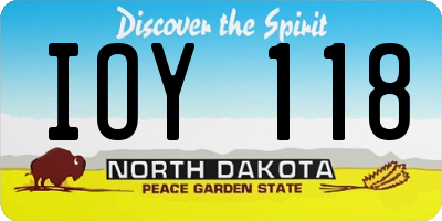 ND license plate IOY118