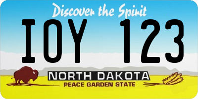 ND license plate IOY123