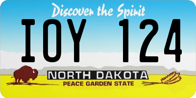 ND license plate IOY124