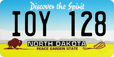 ND license plate IOY128