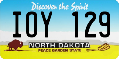 ND license plate IOY129