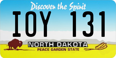 ND license plate IOY131