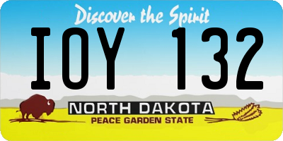 ND license plate IOY132