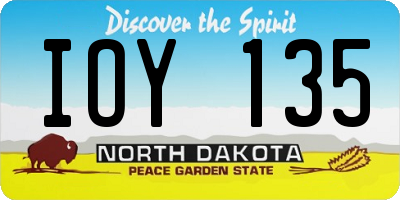 ND license plate IOY135