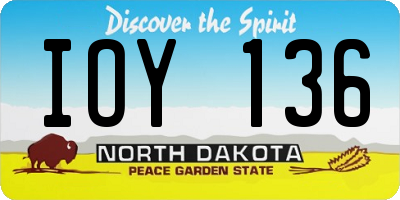 ND license plate IOY136