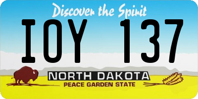 ND license plate IOY137