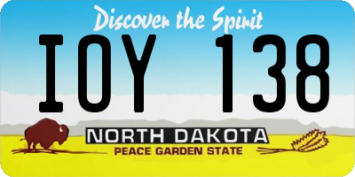 ND license plate IOY138