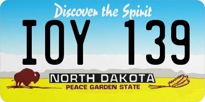 ND license plate IOY139