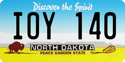 ND license plate IOY140