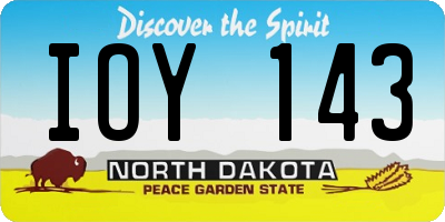 ND license plate IOY143