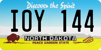 ND license plate IOY144