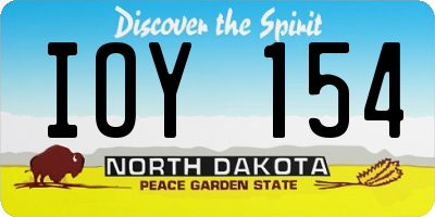 ND license plate IOY154