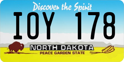 ND license plate IOY178