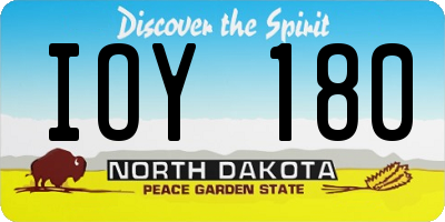 ND license plate IOY180