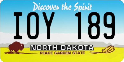 ND license plate IOY189