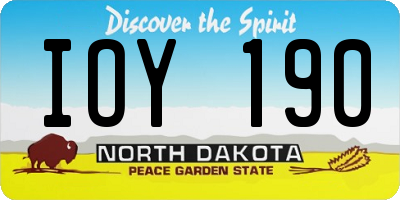 ND license plate IOY190