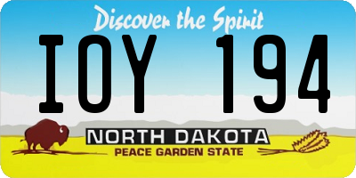 ND license plate IOY194