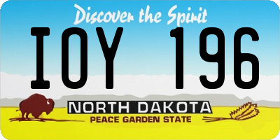 ND license plate IOY196