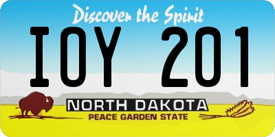 ND license plate IOY201