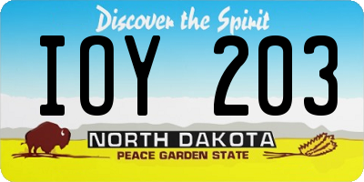 ND license plate IOY203