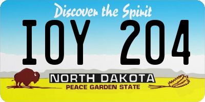 ND license plate IOY204