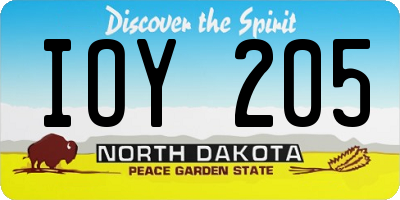 ND license plate IOY205