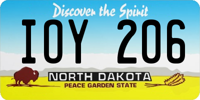 ND license plate IOY206