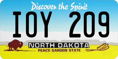 ND license plate IOY209