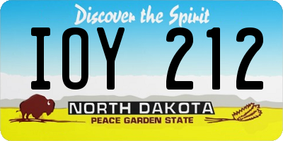 ND license plate IOY212