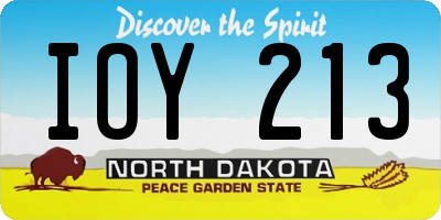 ND license plate IOY213