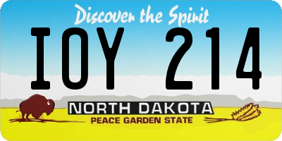 ND license plate IOY214