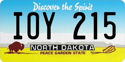 ND license plate IOY215
