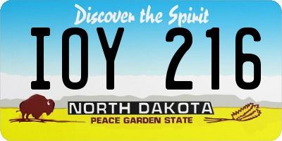 ND license plate IOY216