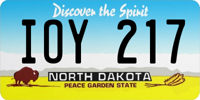 ND license plate IOY217