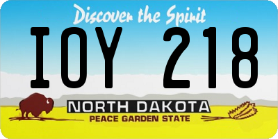 ND license plate IOY218
