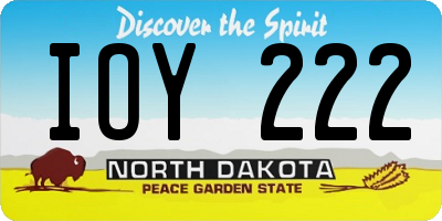 ND license plate IOY222
