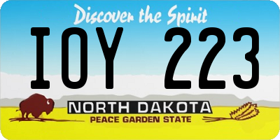ND license plate IOY223