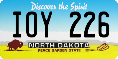 ND license plate IOY226