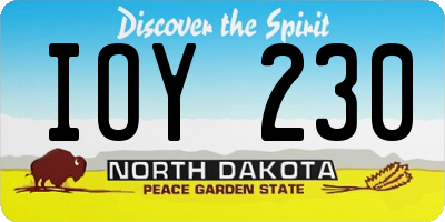ND license plate IOY230