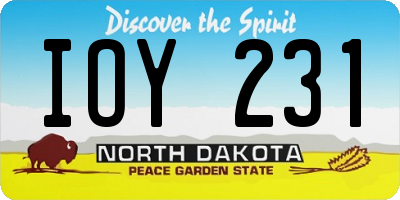 ND license plate IOY231