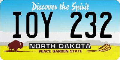 ND license plate IOY232